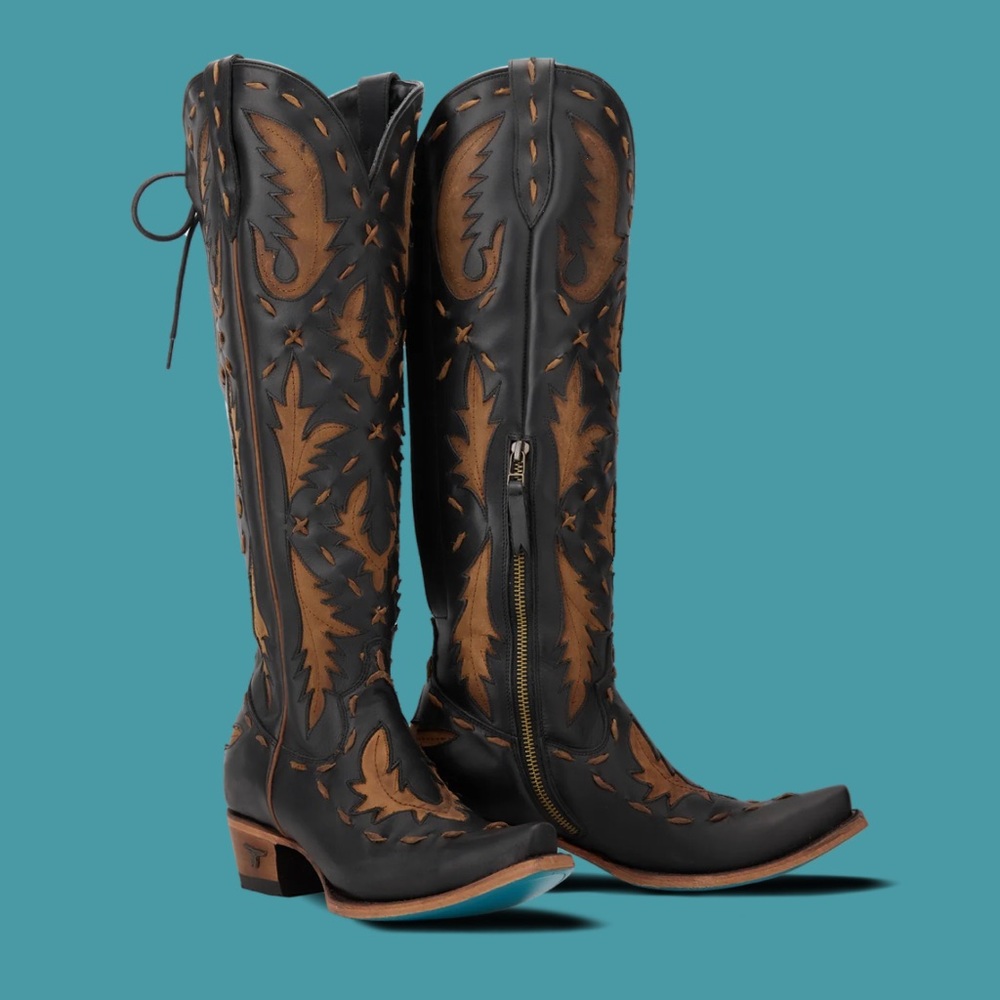 Lane reverie brown and black knee high corset back boots 7.5 - Picture 4 of 17